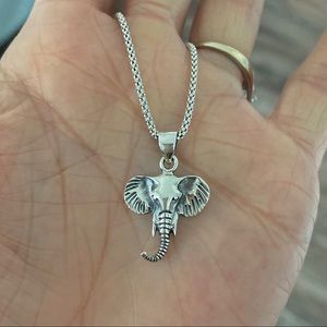 Sterling Silver Elephant Head Necklace, Good Luck Chains, Silver Necklaces